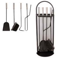 Εργαλεία για Τζάκι με Βάση (4 Τεμάχια)